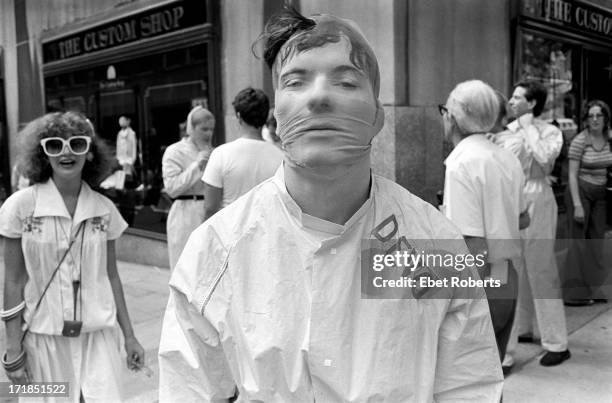 Mark Mothersbaugh with Devo in New York on July 9,1977.