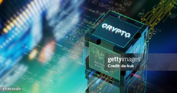 fundo do conceito de criptomoedas e carteiras digitais. renderização cgi 3d - criptomoeda - fotografias e filmes do acervo