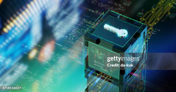 autenticación digital con clave. antecedentes de tecnología futurista moderna. concepto de seguridad de datos. renderizado 3d - accesibilidad fotografías e imágenes de stock