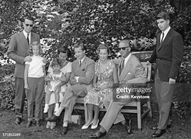 Prince Albert of Belgium, later King Albert II of Belgium and Princess Paola of Belgium announce their engagement and pose for a family portrait at...