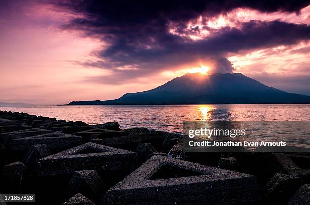 tequila sunrise - mt sakurajima stock pictures, royalty-free photos & images