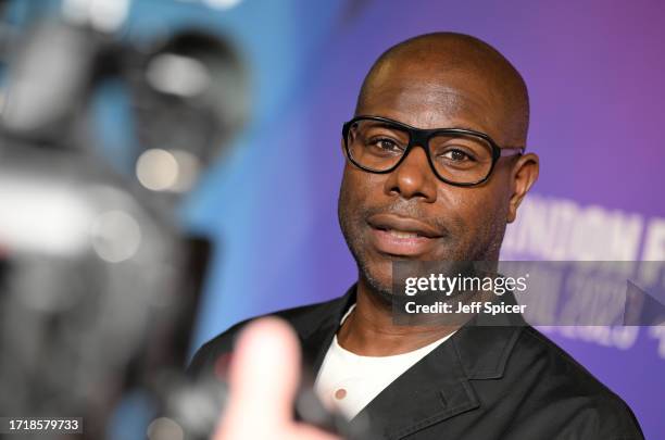 Director Steve McQueen speaks to the media as he attends the "Occupied City" special presentation during the 67th BFI London Film Festival at the BFI...
