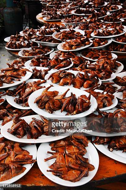 roasted pigeon plates - roast pigeon stock pictures, royalty-free photos & images