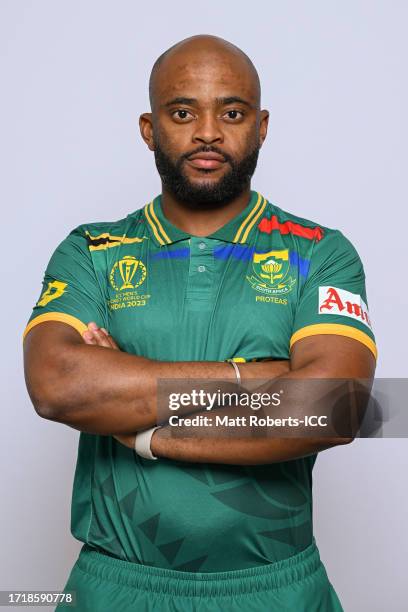 Temba Bavuma of South Africa poses for a portrait ahead of the ICC Men's Cricket World Cup India 2023 on October, 2023 in Delhi, India.