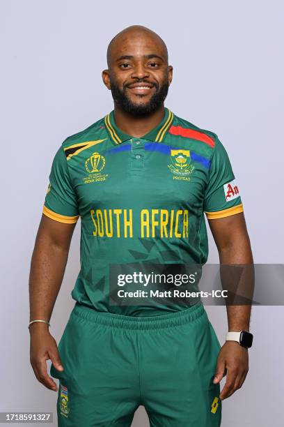 Temba Bavuma of South Africa poses for a portrait ahead of the ICC Men's Cricket World Cup India 2023 on October, 2023 in Delhi, India.