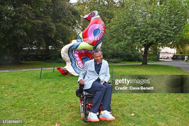 Yinka Shonibare celebrates the launch of new cultural campaign 'London Creates' at the Frieze Art Fair 2023 in Regents Park on October 11, 2023 in...