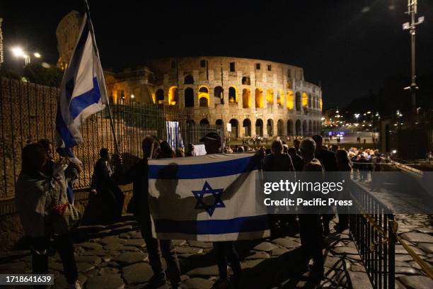 Torchlight procession in support of Israel organized in Rome by the newspaper 'Il Foglio' at the Arco di Tito, after the attack organized by Hamas on...