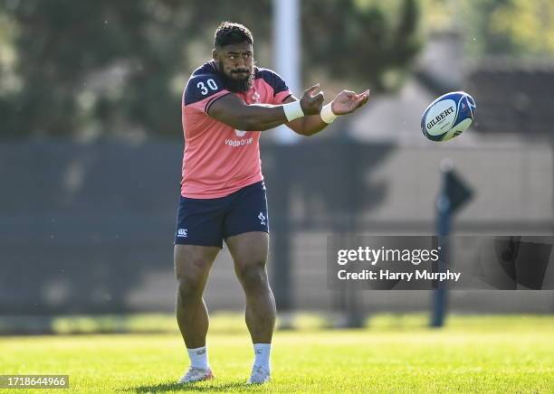Paris , France - 11 October 2023; Bundee Aki during an Ireland Rugby squad training session at Stade Omnisports des Fauvettes in Domont, France.