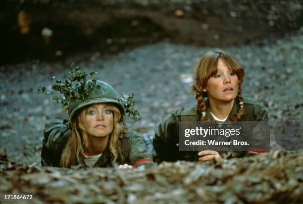 American actresses Goldie Hawn , as Private Judy Benjamin and Mary Kay Place as Private/2nd Lieutenant Mary Lou Glass in 'Private Benjamin', directed...