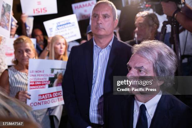 Italian politician Renato Brunetta during the torchlight procession in support of Israel organized in Rome by the newspaper 'Il Foglio' at the Arco...