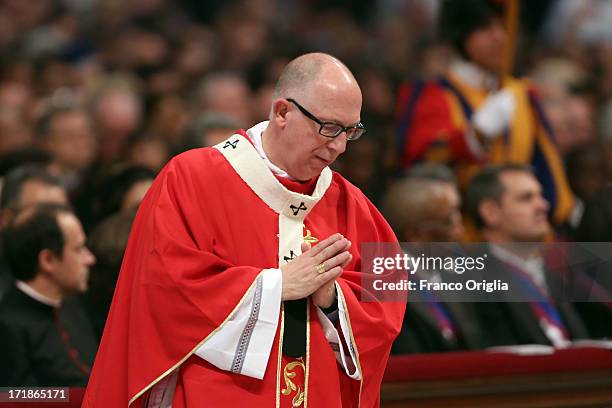 Archbishop of Dubuque Michael Owen Jackels ttends the mass and imposition of the Pallium upon the new metropolitan archbishops held by Pope Francis...