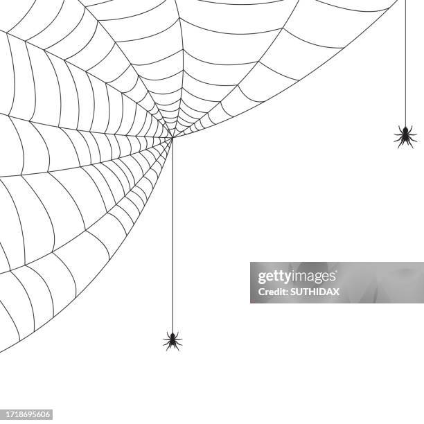 illustration of a spider web in a halloween theme - single gravestone stock illustrations