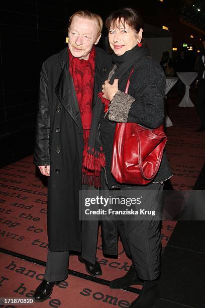 Otto Sander and wife Monika Hansen at the World Premiere Of The film "Pope Joan" in Cinestar Sony Center in Berlin