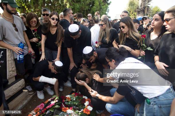 Family and friends of May Naim who was murdered by Palestinians militants at the "Supernova" festival, near the Israeli border with Gaza strip, react...