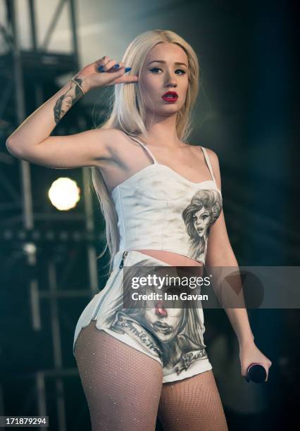 Iggy Azalea performs on the Sonic Stage during day 3 of the 2013 Glastonbury Festival at Worthy Farm on June 29, 2013 in Glastonbury, England.