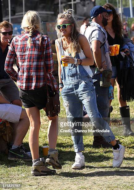 Cressida Bonas , Price Harry's girlfrend, attends day 3 of the 2013 Glastonbury Festival at Worthy Farm on June 29, 2013 in Glastonbury, England.