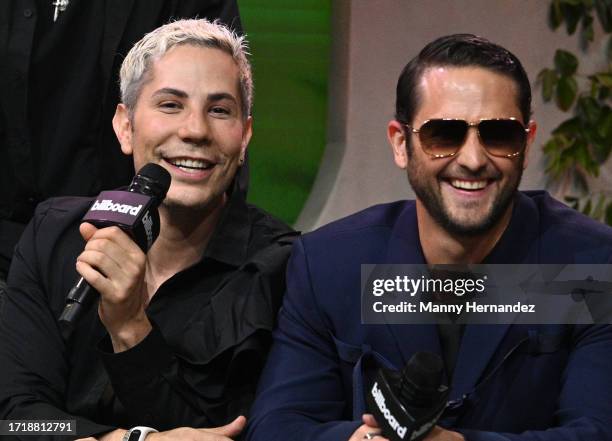 Christian Chávez and Christopher von Uckermann from RBD at the Billboard Latin Conference at the Faena Forum on October 4, 2023 in Miami Beach,...