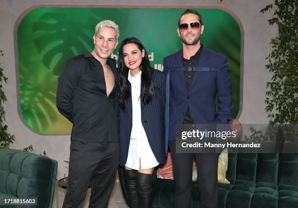 Christian Chávez, Maite Perroni, and Christopher von Uckermann from RBD attend the Billboard Latin Conference at the Faena Forum on October 4, 2023...
