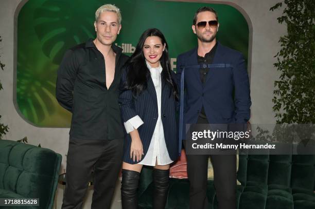 Christian Chávez, Maite Perroni, and Christopher von Uckermann from RBD attend the Billboard Latin Conference at the Faena Forum on October 4, 2023...