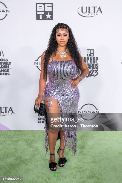 Florence El Luche arrives to the BET Hip Hop Awards at Cobb Energy Performing Arts Center on October 03, 2023 in Atlanta, Georgia.