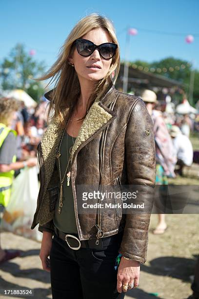 Model Kate Moss during day 3 of the 2013 Glastonbury Festival at Worthy Farm on June 29, 2013 in Glastonbury, England.