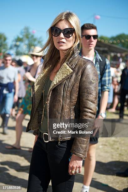 Model Kate Moss during day 3 of the 2013 Glastonbury Festival at Worthy Farm on June 29, 2013 in Glastonbury, England.