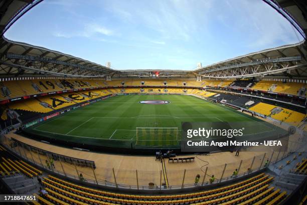 General view inside the stadium prior to the UEFA Europa League match between AEK Athens and AFC Ajax at AEK Arena on October 05, 2023 in Athens,...