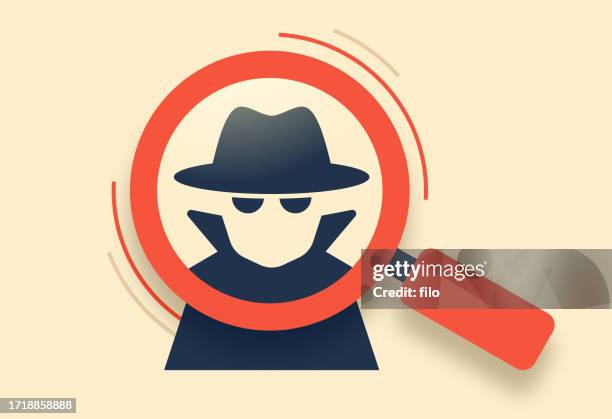 illustrations, cliparts, dessins animés et icônes de loupe criminelle recherche danger criminel - malfaiteur