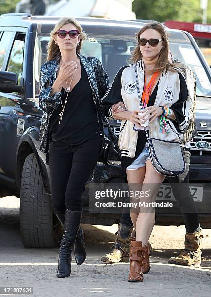 Kate Moss and Stella McCartney attends day 3 of the 2013 Glastonbury Festival at Worthy Farm on June 29, 2013 in Glastonbury, England.