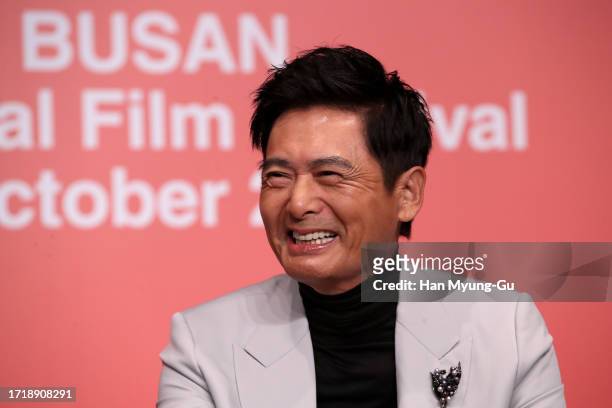 Actor Chow Yun Fat of Hong Kong is seen at ‘The Asian Filmmaker of the Year’ press conference at the 28th Busan International Film Festival at KNN...