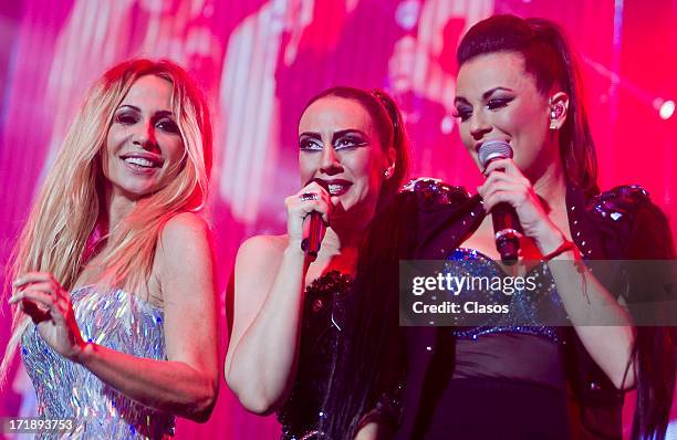 Maria Jose, Martha Sanchez and Monica Naranjo perform live during the concert Idolos at the Palace of Sports on June 28, 2013 in Mexico City, Mexico.