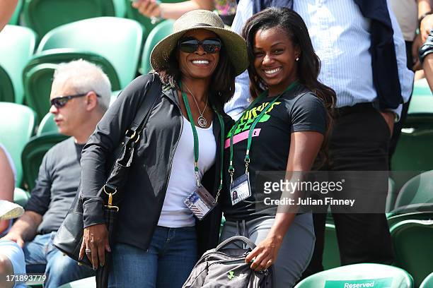Sybil Smith , the mother of Sloane Stephens of United States of America attends her Ladies' Singles third round match against Petra Cetkovska of...
