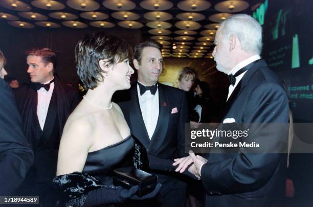 Catherine de Castelbajac, Ron Silver, and Leonard Goldberg attend a benefit preview of exhibit "The Warhol Look" at the Whitney Museum of American...