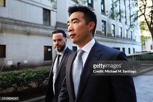 Cofounder of Paradigm Matt Huang arrives to testify at the trial of former FTX CEO Sam Bankman-Fried at Manhattan Federal Court on October 04, 2023...