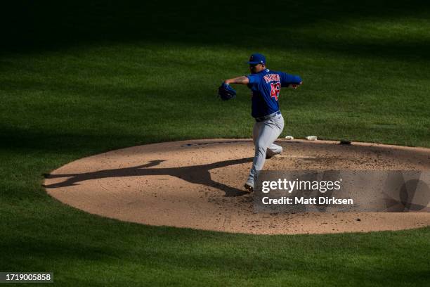 Daniel Palencia of the Chicago Cubs pitches in a game against the Milwaukee Brewers at American Family Fields on October 1, 2023 in Milwaukee,...