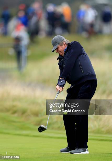 Johann Rupert of South Africa the Chairman of Richemont plays his tee shot on the second hole during the first round of the Alfred Dunhill Links...