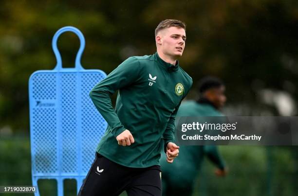 Dublin , Ireland - 11 October 2023; Evan Ferguson during a Republic of Ireland training session at the FAI National Training Centre in Abbotstown,...