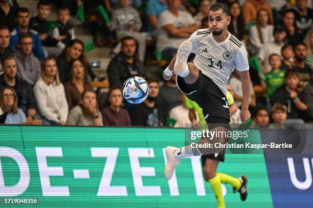 Fouad Aghnima of Germany in action during the FIFA Futsal World Championship Qualifier match between Germany and Slovakia at EWS Arena on October 05,...