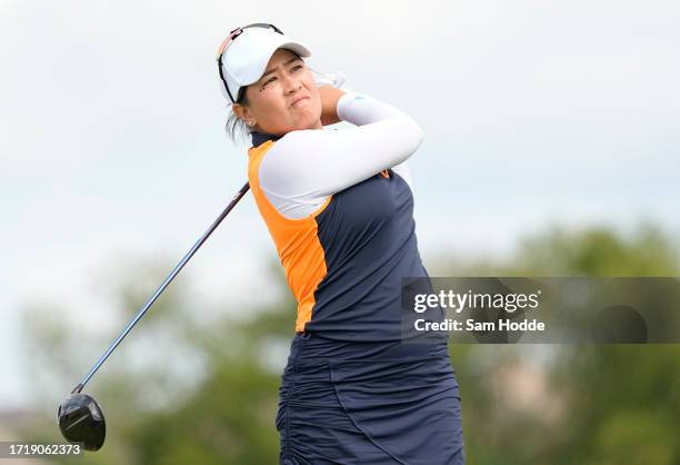 Jasmine Suwannapura of Thailand watches her tee shot on the ninth hole during the first round of The Ascendant LPGA benefiting Volunteers of America...