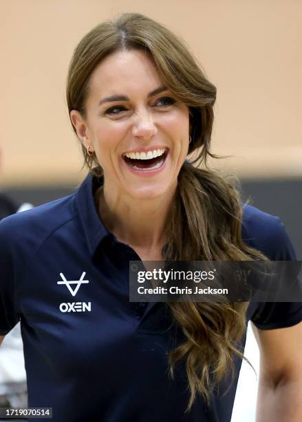 Catherine, Princess of Wales tries her hand at wheelchair rugby and joins a training session facilitated by members of the world-cup winning England...