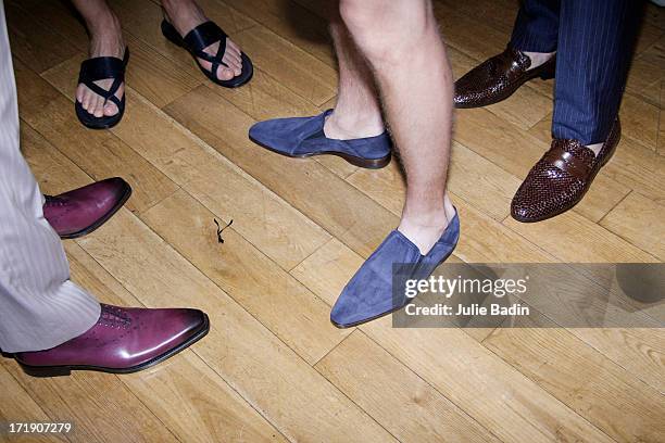 Detail of outfits backstage for the Francesco Smalto Menswear Spring/Summer 2014 Show As Part Of The Paris Fashion Week on June 29, 2013 in Paris,...