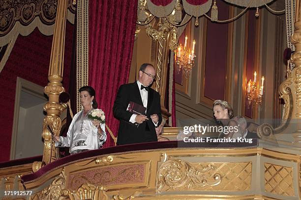 Prinzessin Caroline Von Hannover, Fürstin Charlene Von Monaco Und Ehemann Fürst Albert Von Monaco Bei Der Präsentation Der Montblanc Collection...