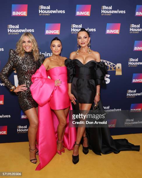 Dr Kate Adams, Terri Biviano and Caroline Gaultier attend "The Real Housewives of Sydney" Australian Premiere at the Royal Motor Yacht Club on...