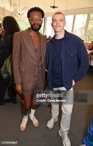 Omari Douglas and Russell Tovey attend a lunch hosted by Eva Langret and Jefferson Hack during the VIP Preview of the Frieze Art Fair 2023 in Regents...