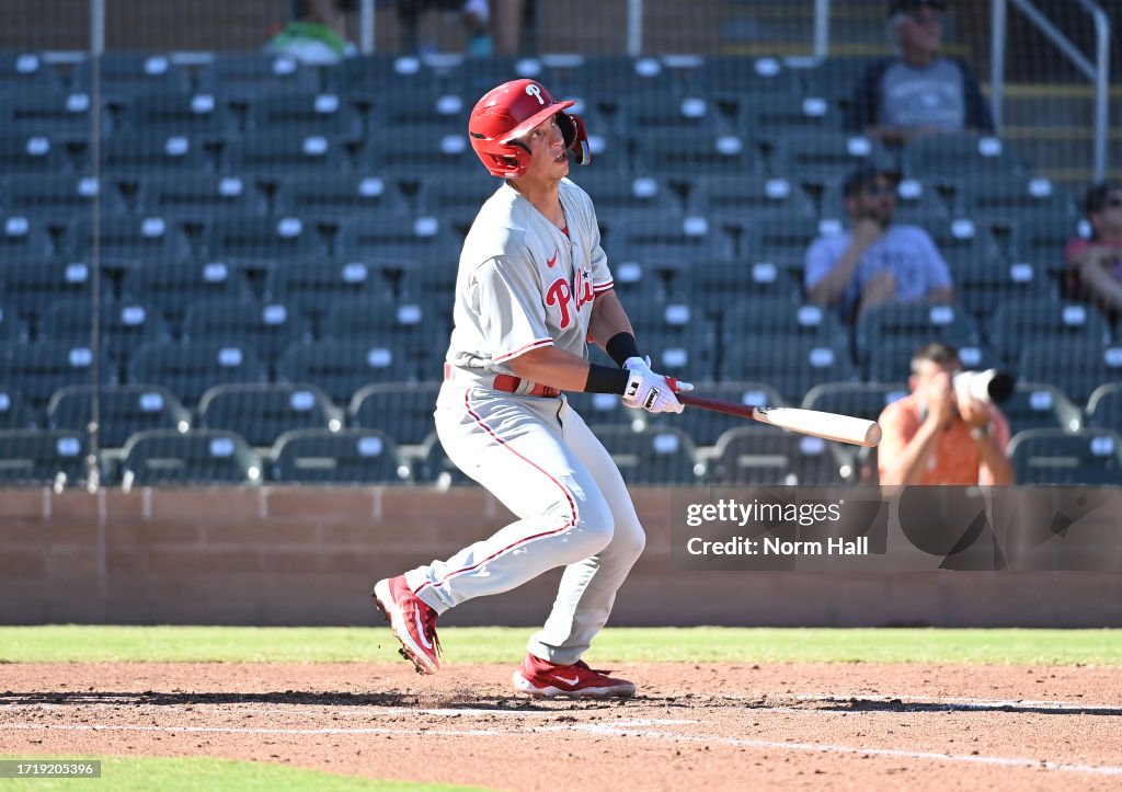 Salt River Rafters Matt Kroon of the Scottsdale Scorpions bats during the game between ...