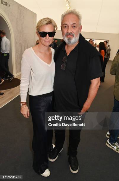 Alison Balsom and Sir Sam Mendes attend the VIP Preview of the Frieze Art Fair 2023 in Regents Park on October 11, 2023 in London, England.