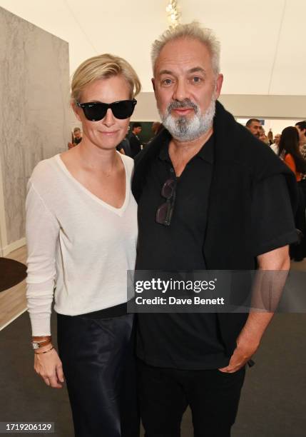 Alison Balsom and Sir Sam Mendes attend the VIP Preview of the Frieze Art Fair 2023 in Regents Park on October 11, 2023 in London, England.