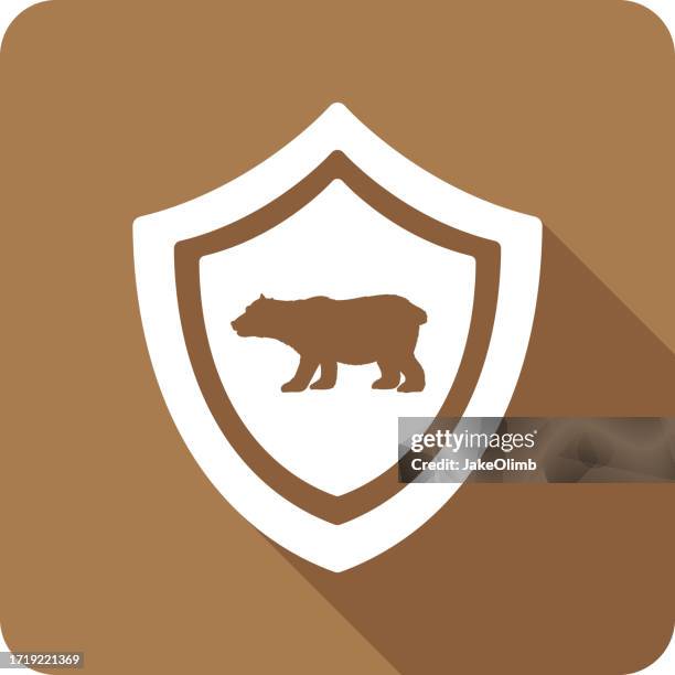 shield bear icon silhouette - wilderness badge stock illustrations