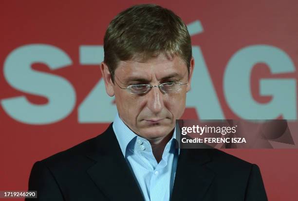 Hungarian Prime Minister Ferenc Gyurcsany speaks during a press conference in the headquaters of the Socialist Patry in Budapest 01 October 2006...