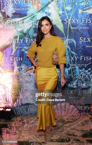 Lucy Mecklenburgh attends the Sexy Fish Manchester Launch Party on October 05, 2023 in Manchester, England.